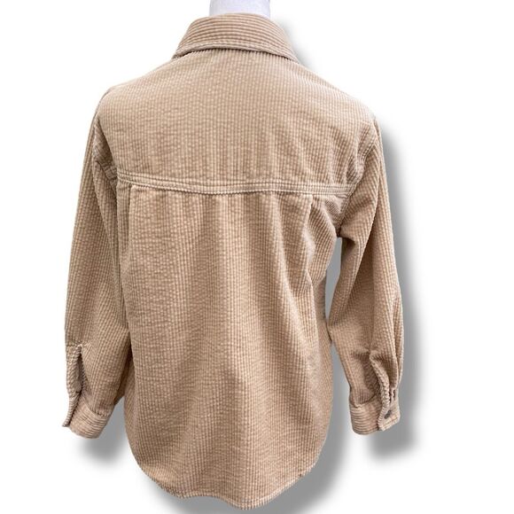 Zara Corduroy Shacket Shirt Jacket Womens 10 Long Sleeve Button Up Western - Picture 6 of 13